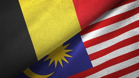 Belgium and malaysia flags together relations textile cloth fabric texture