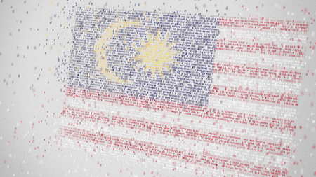 Falling numbers make up flag of malaysia digital economy conceptual 3d rendering Stock Photo