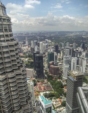 High angle aerial view around kuala lumpur city centre in malaysia