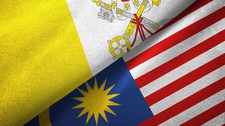 Vatican and malaysia flags together textile cloth fabric texture