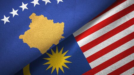 Kosovo and malaysia flags together textile cloth fabric texture