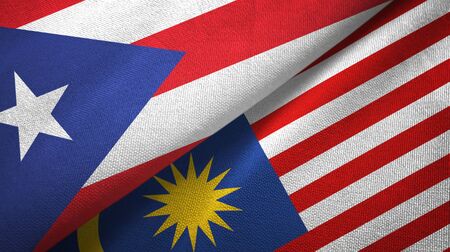 Puerto rico and malaysia flags together textile cloth fabric texture