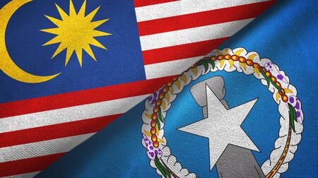 Malaysia and northern mariana islands two folded flags together Stock Photo