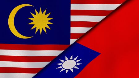 Two states flags of malaysia and taiwan high quality business background 3d illustration