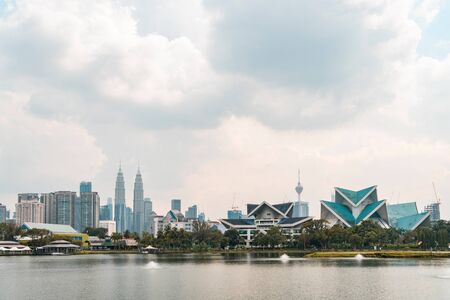 Panoramic view of kuala lumpur skyline at day time city center of capital of malaysia contemporary buildings exterior with glass Stock Photo