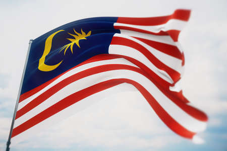 Waving flags of the world flag of malaysia shot with a shallow depth of field selective focus 3d illustration