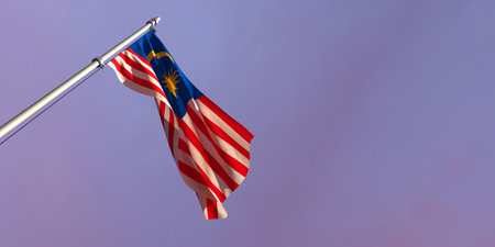 3d rendering of the national flag of the malaysia