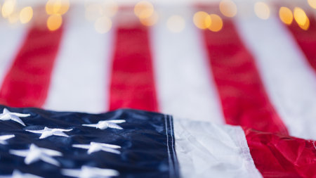 4th of july of independence day labor day united states usa flag with bokeh Stock Photo