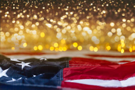 4th of july of independence day labor day united states usa flag with bokeh Stock Photo