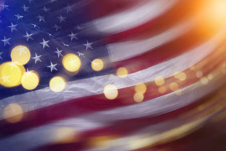 4th of july of independence day labor day united states usa flag with bokeh