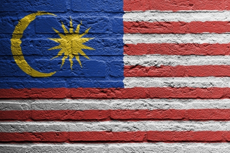 Brick wall with a painting of a flag isolated malaysia