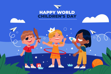 hand drawn flat world children s day background vector design illustration