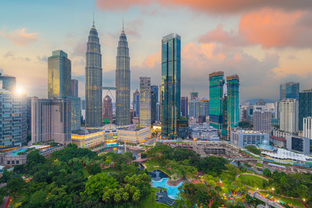 Downtown kuala lumpur city skyline cityscape of malaysia at twilight