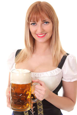 Pretty waitress with beer Stock Photo