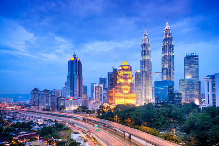 Night view of kuala lumpur skyline