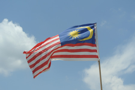 Malaysian flag in windy air on august 17 2014 at seremban negeri sembilan malaysia