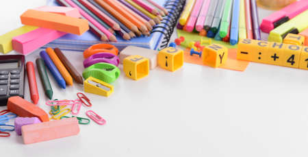 School stationery isolated on white