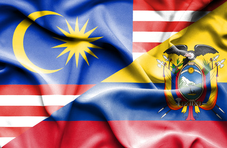 Waving flag of ecuador and malaysia