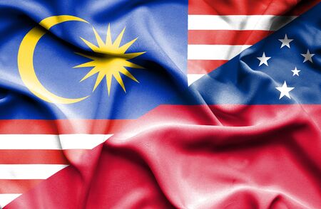 Waving flag of samoa and malaysia