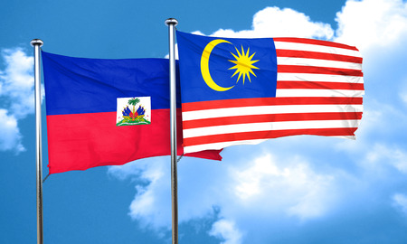 Haiti flag with malaysia flag 3d rendering