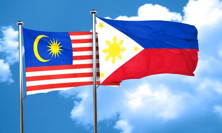 Malaysia flag with philippines flag 3d rendering