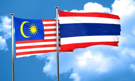 Malaysia flag with thailand flag 3d rendering