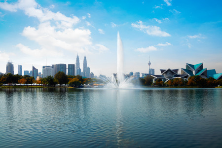 Kuala lumpur malaysia skyline at titiwangsa park