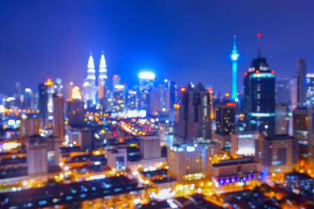 Blur image of kuala lumpur city at night