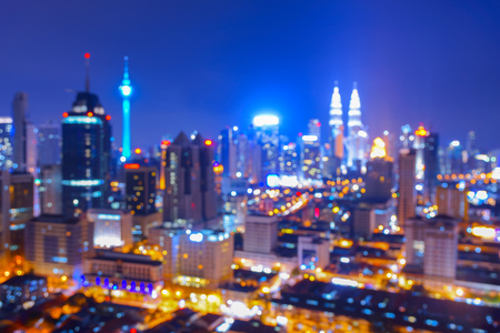 Blur image of kuala lumpur city at night