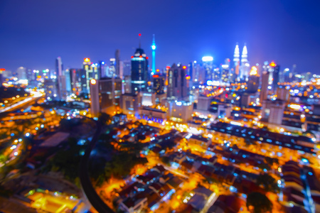 Blur image of kuala lumpur city at night