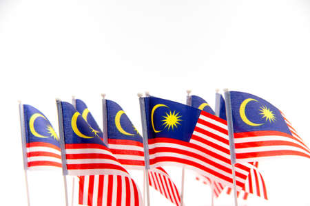 Malaysian flag on white isolated background selective focus