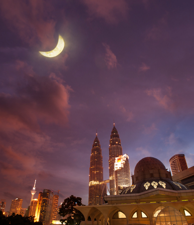 Night view of kuala lumpur city skyline malaysia Stock Photo